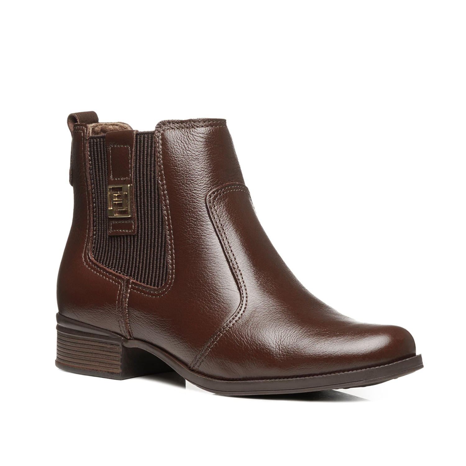 Bota Pegada Feminina em Couro Pinhão Cano Curto 282003-15 Marrom 2