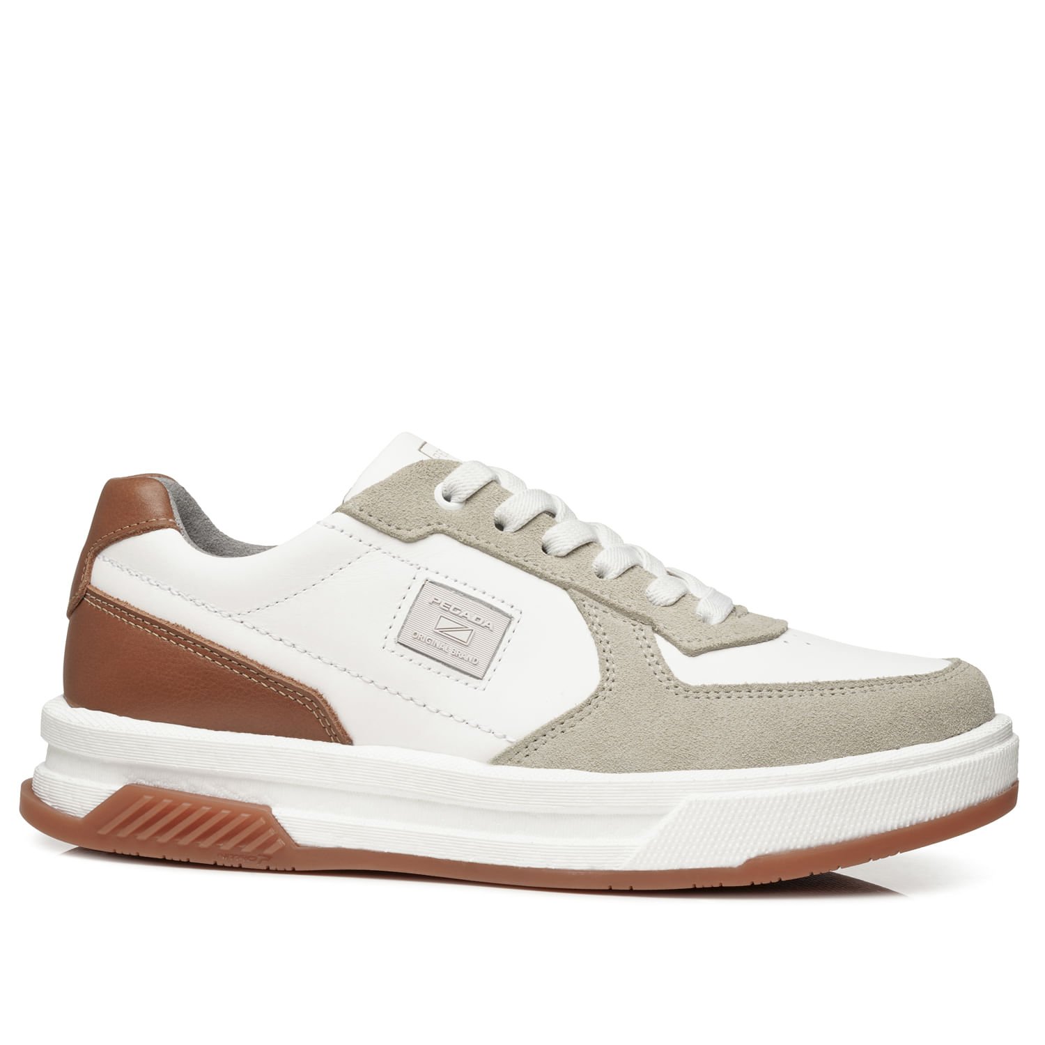 Tênis Casual Pegada Masculino em Couro Branco 112704-02