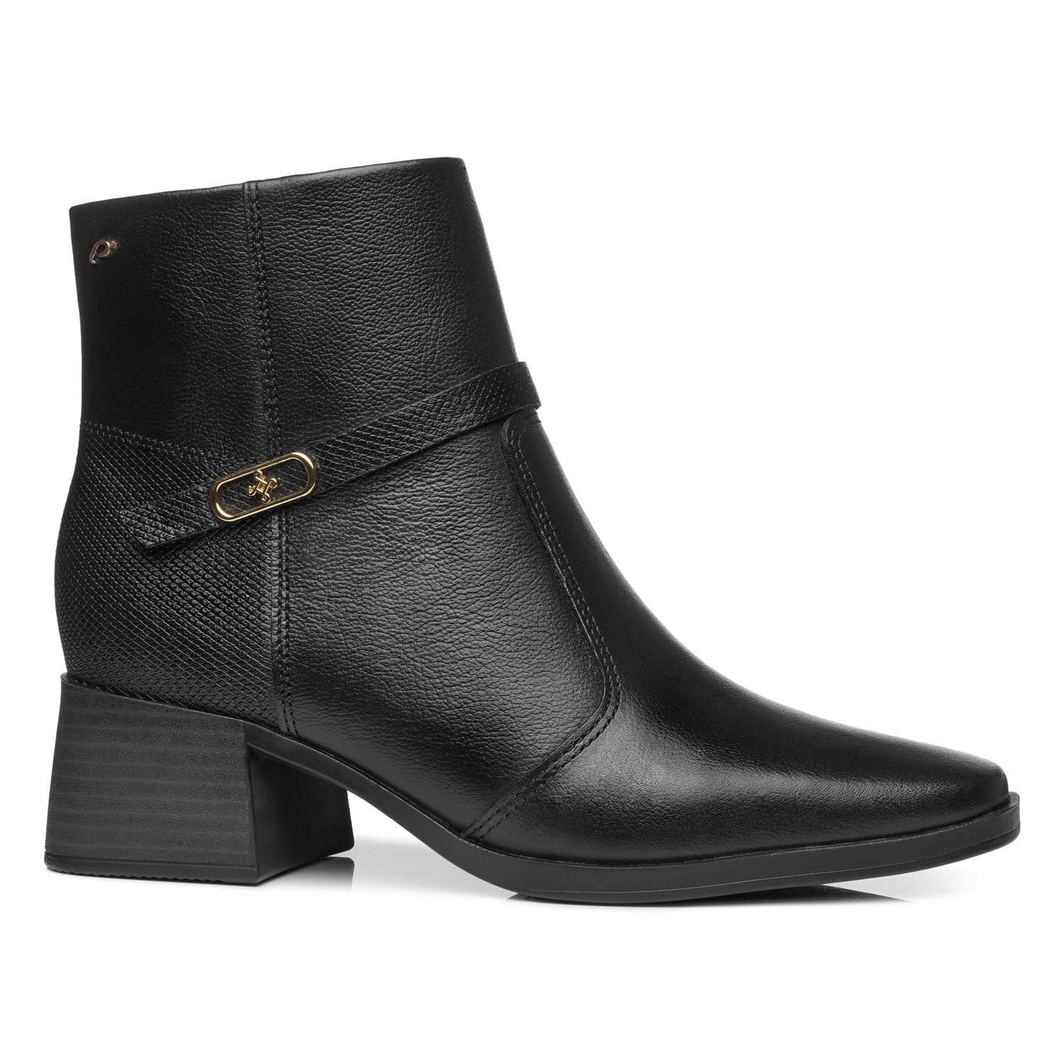 Bota Pegada Feminina em Couro Preta Cano Curto 282355-04