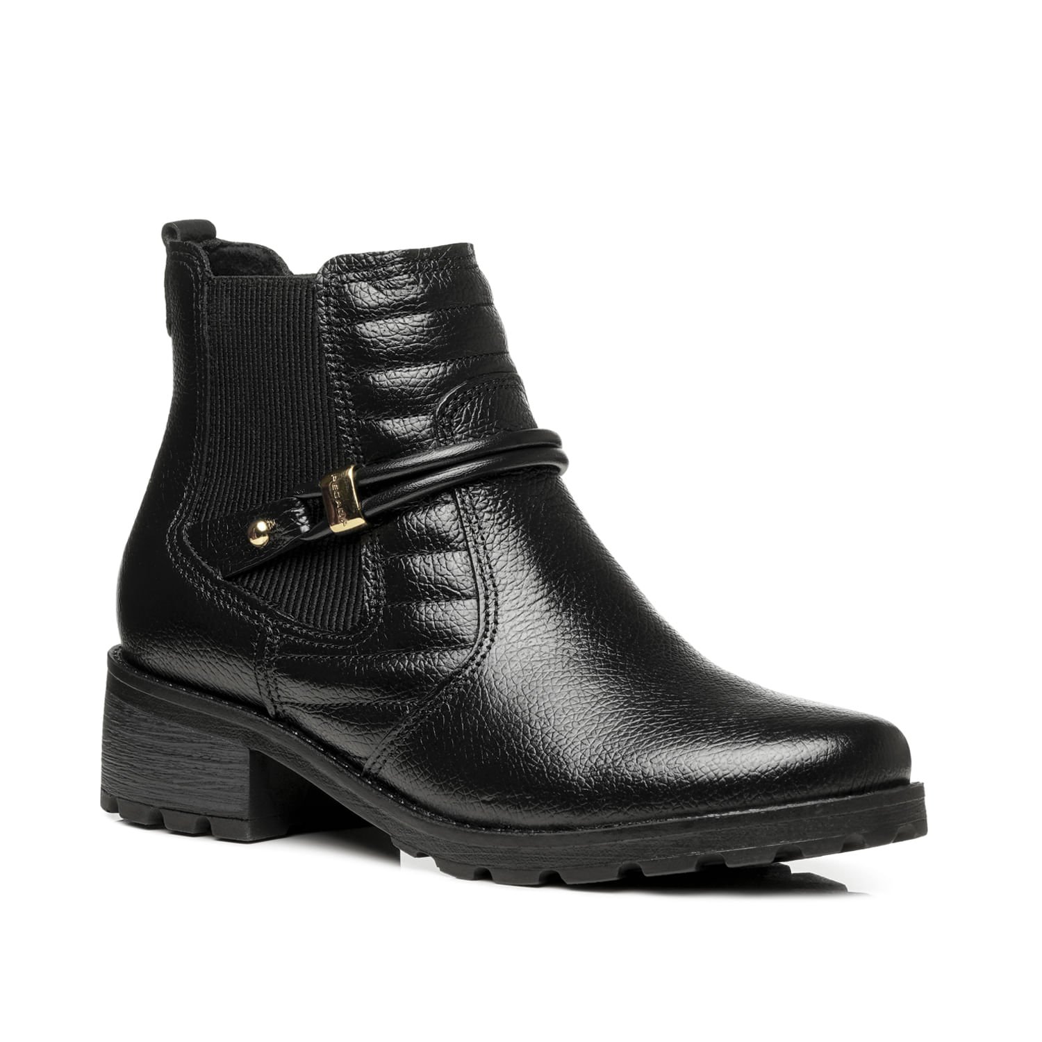 Bota Chelsea Pegada Feminina em Couro Preta Cano Curto 281420-03 Preto 2