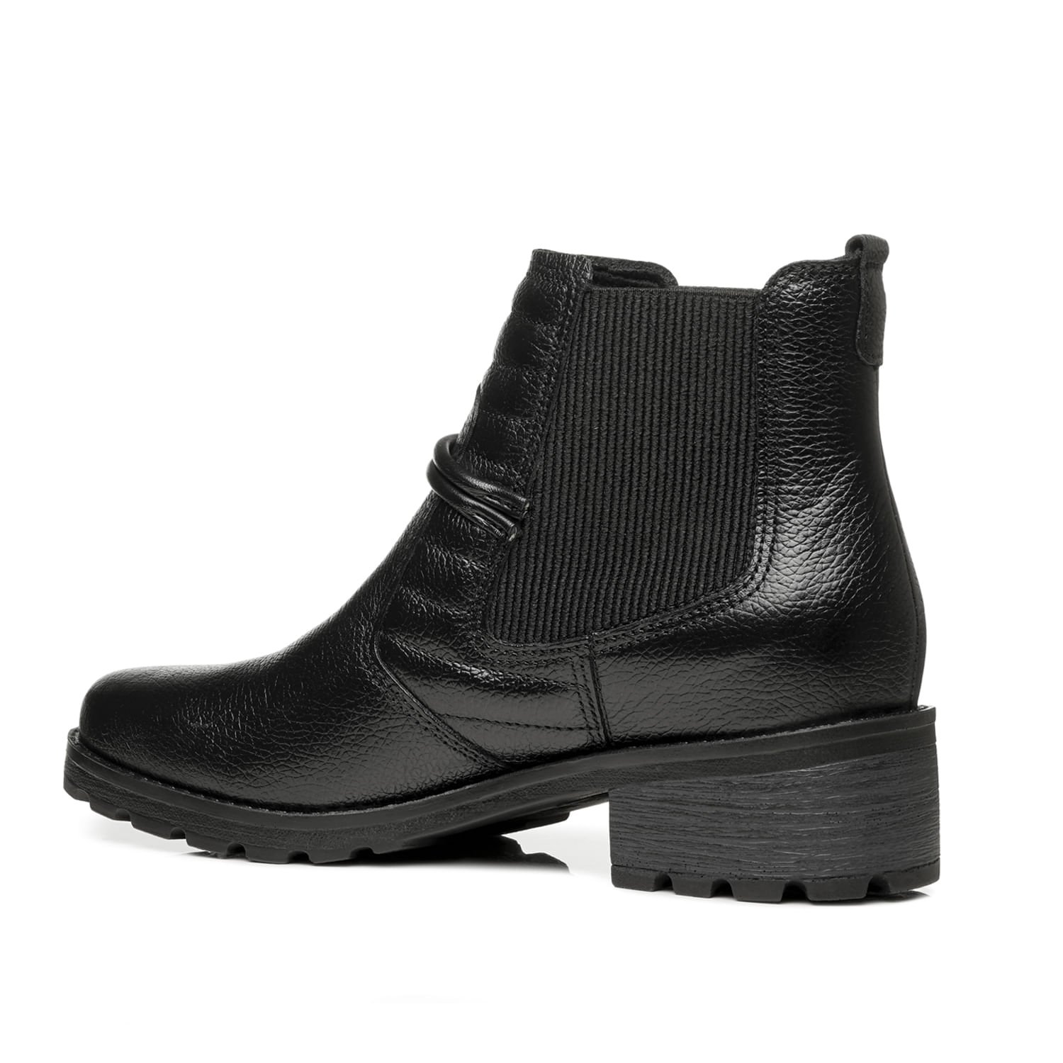 Bota Chelsea Pegada Feminina em Couro Preta Cano Curto 281420-03 Preto 3