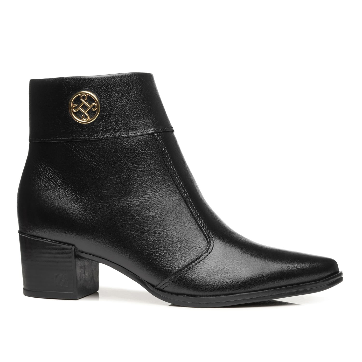 Bota Pegada Feminina em Couro Preta Cano Curto 280512-05