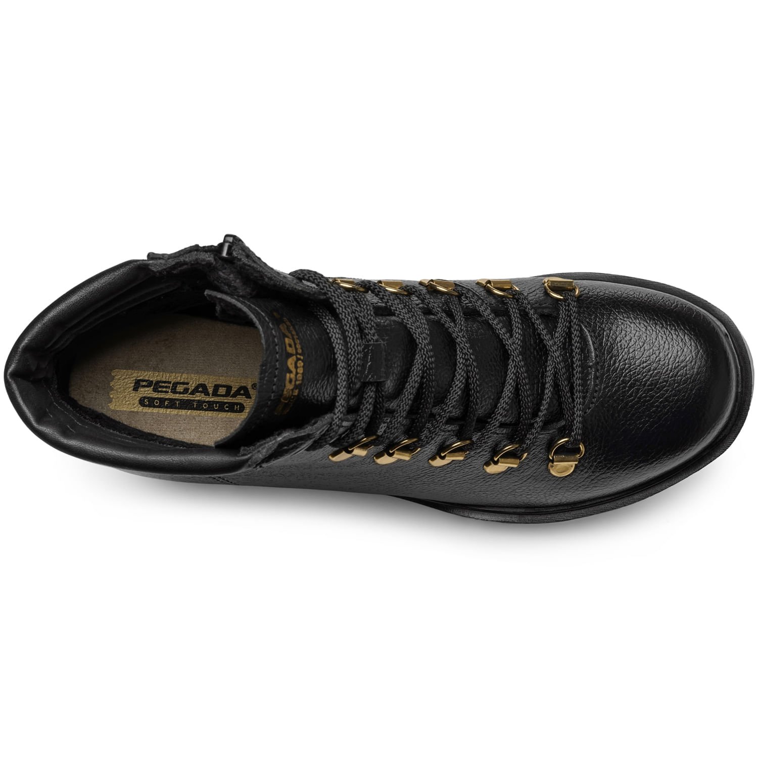 Coturno Pegada Feminino em Couro Preto Cano Curto 282601-02 Preto 5