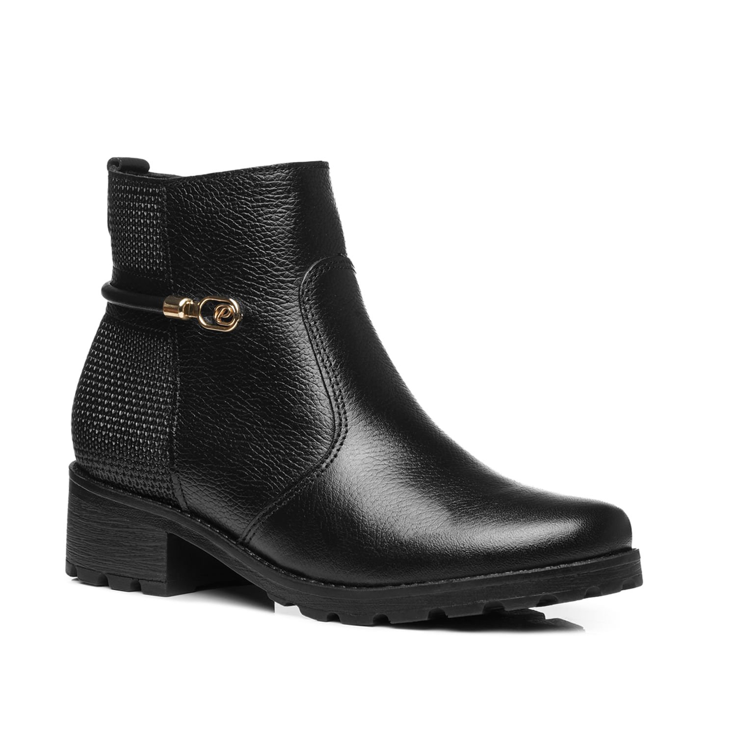 Bota Pegada Feminina em Couro Preta Cano Curto 281421-03 Preto 2