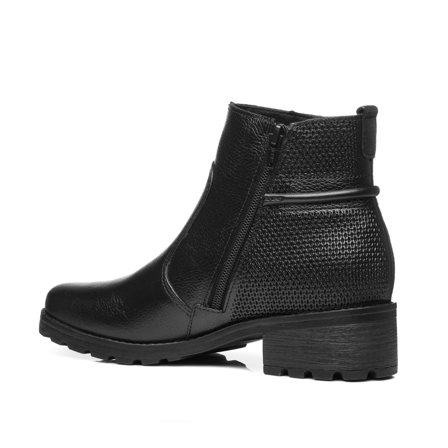 Bota Pegada Feminina em Couro Preta Cano Curto 281421-03 Preto 3