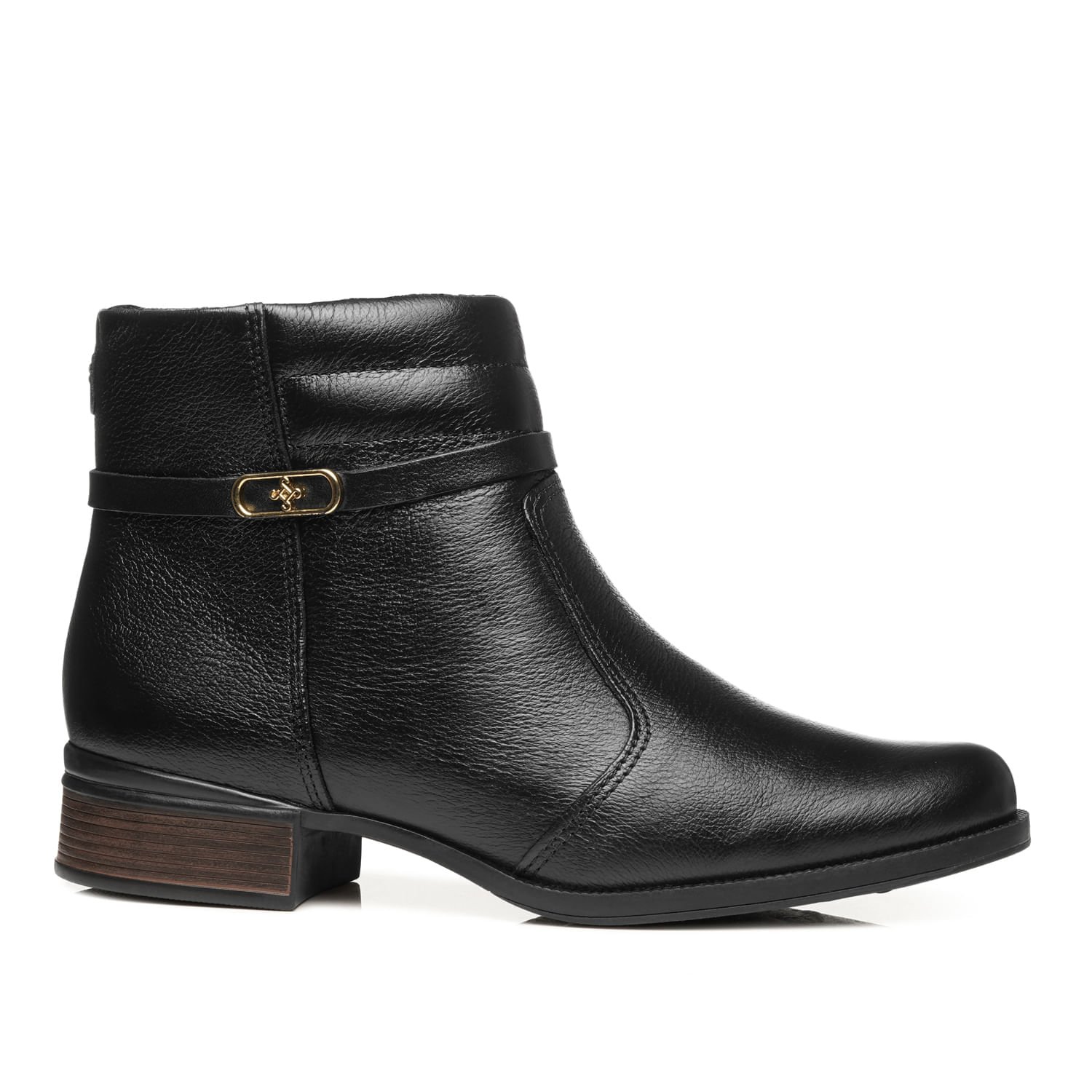 Bota Pegada Feminina em Couro Preta Cano Curto 282014-02