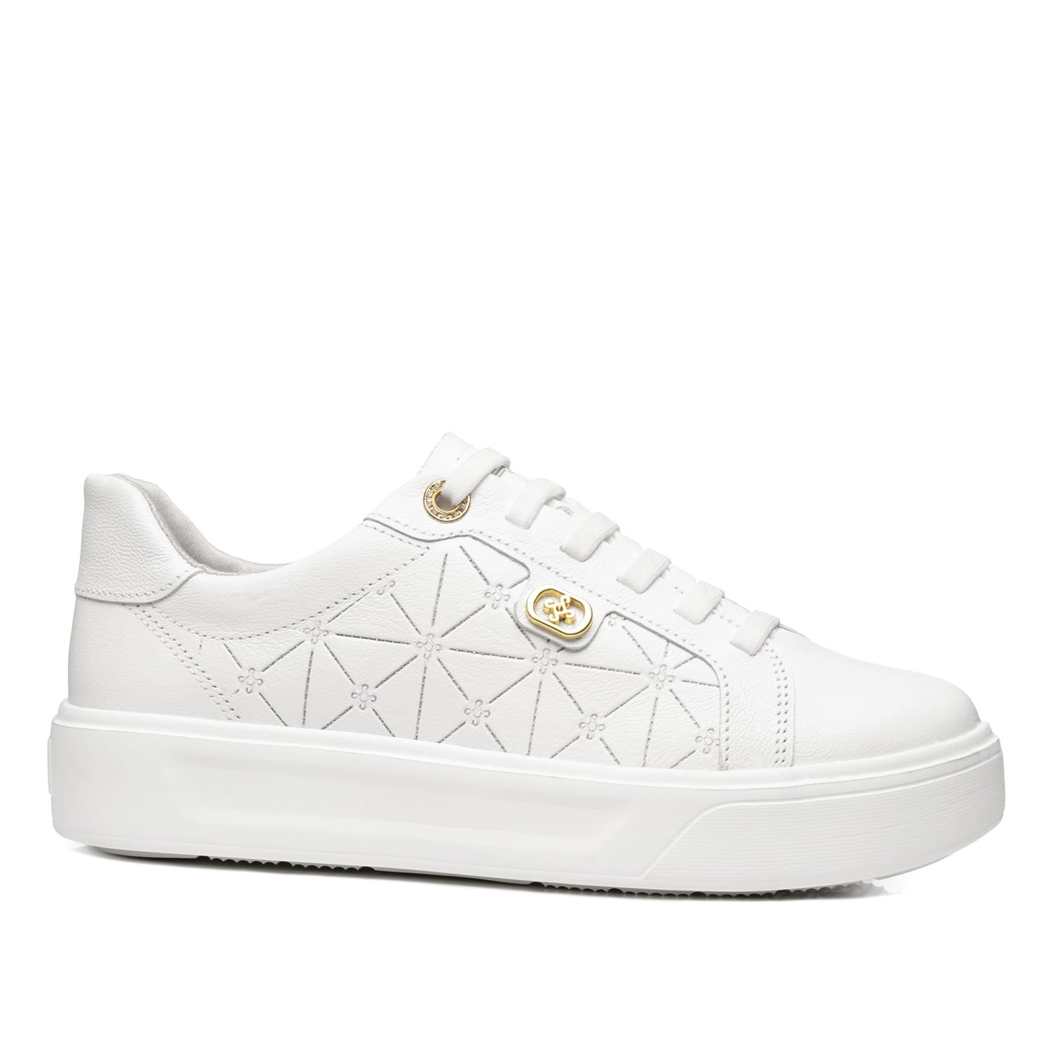 Tênis Pegada Feminino em Couro Branco 211227-01