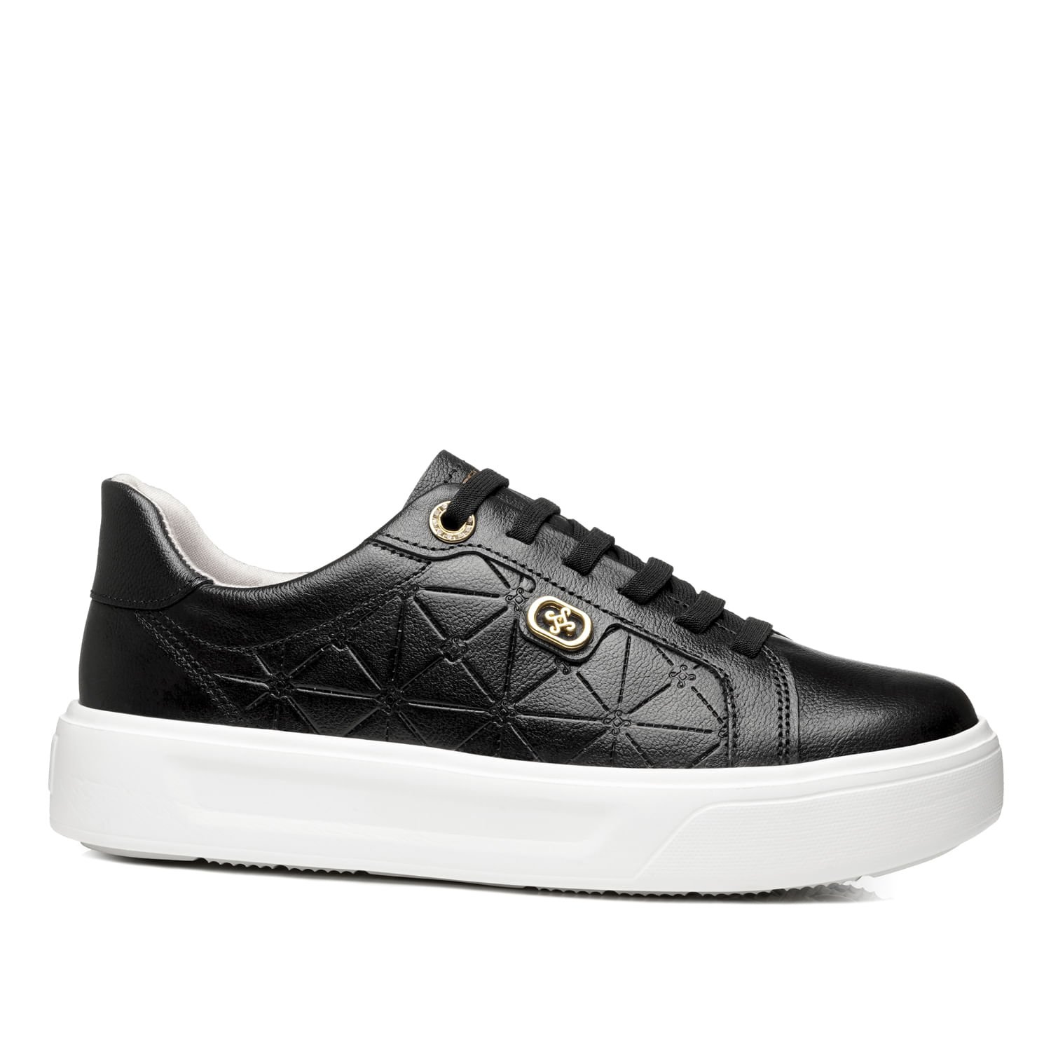 Tênis Pegada Feminino em Couro Preto 211227-03
