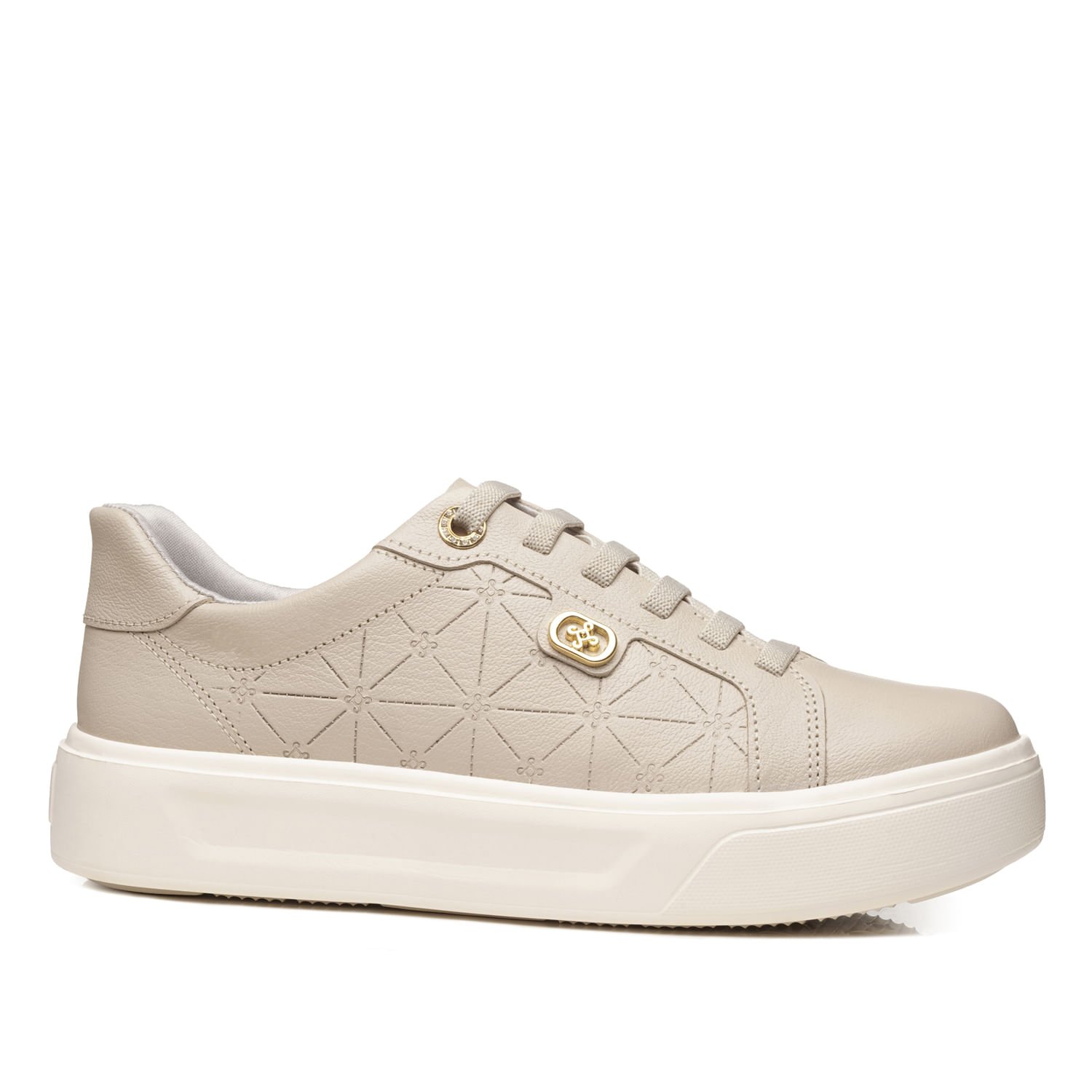 Tênis Pegada Feminino em Couro Off White 211227-02