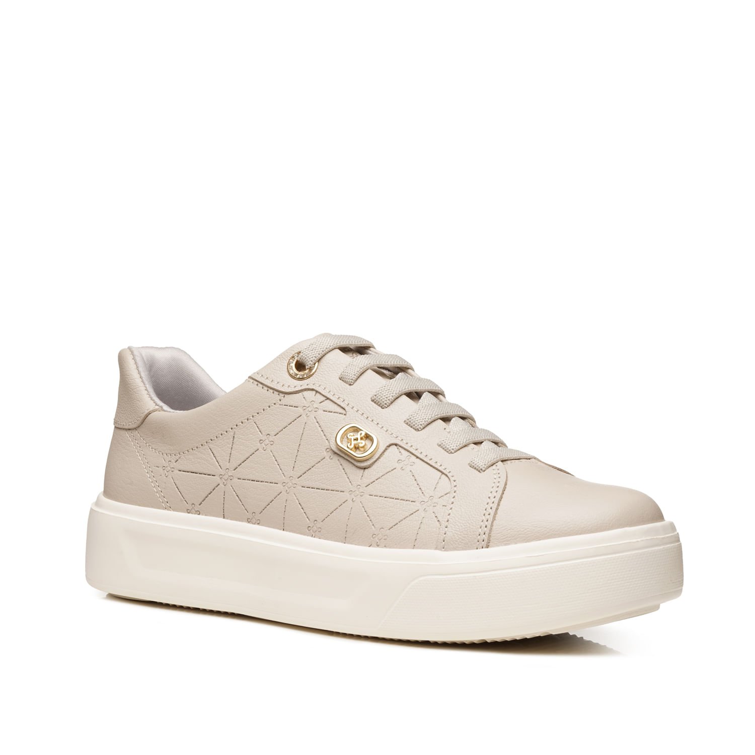 Tênis Pegada Feminino em Couro Off White 211227-02 Bege 2