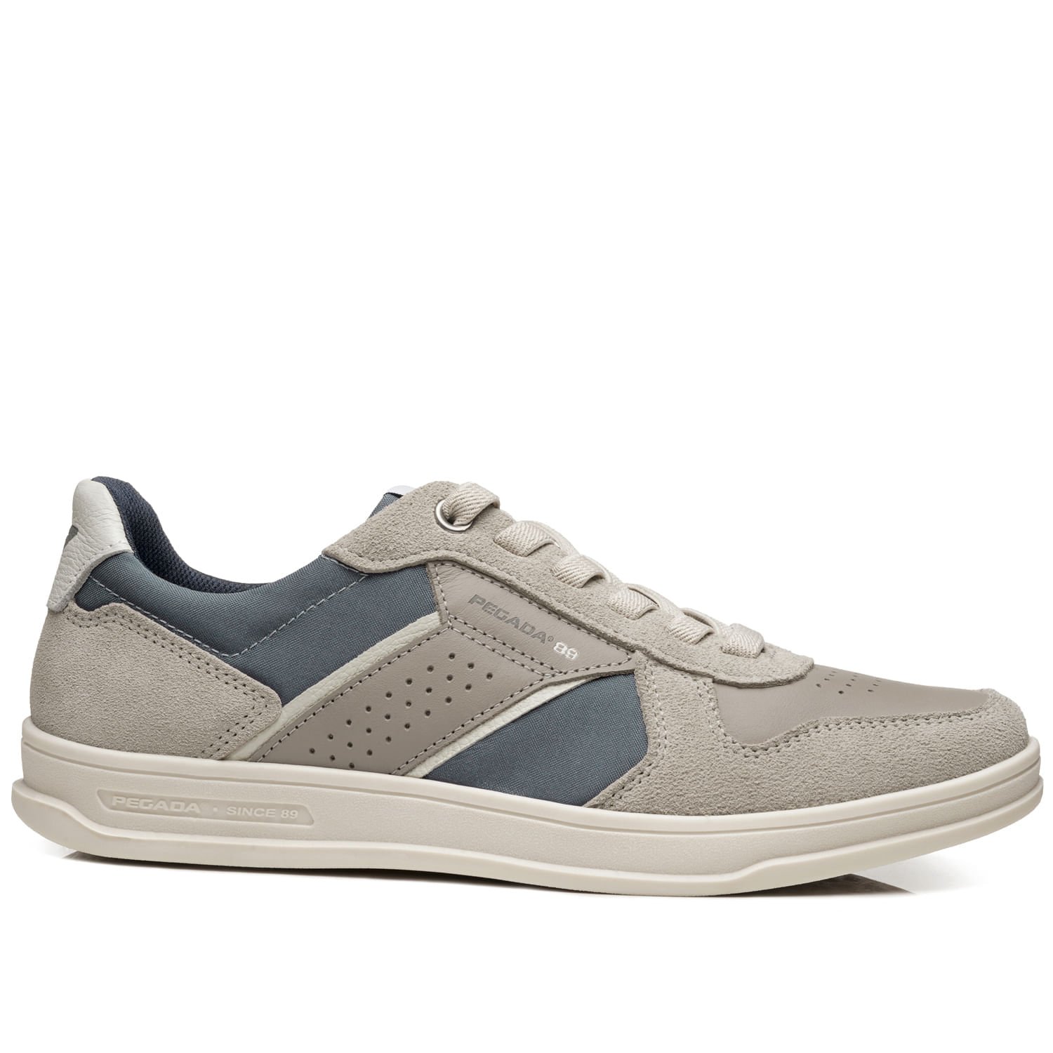 Tênis Casual Pegada Masculino em Couro Latte 113601-03