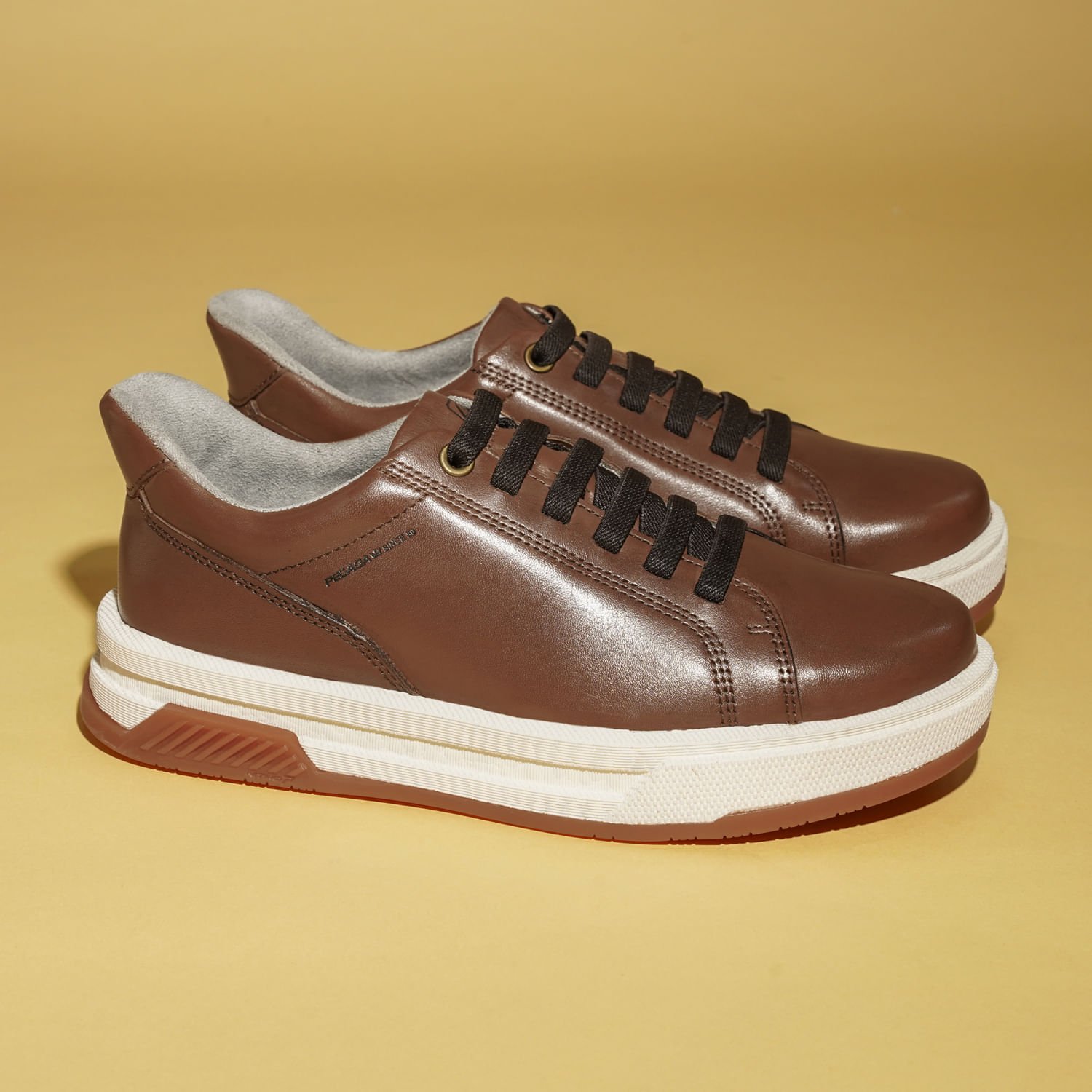 Tênis Casual Pegada Masculino em Couro Pinhão 112751-02 Marrom 2