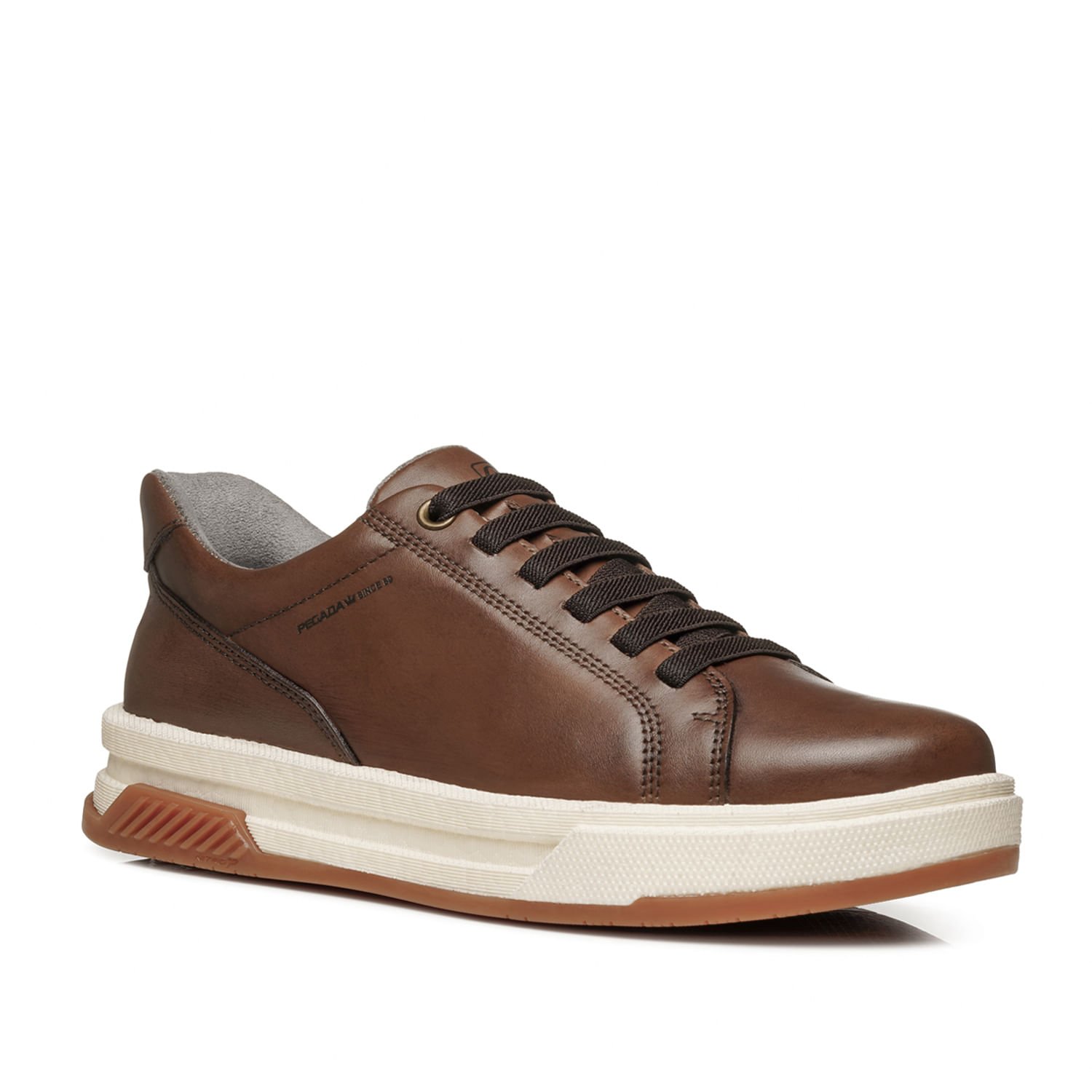 Tênis Casual Pegada Masculino em Couro Pinhão 112751-02 Marrom 3