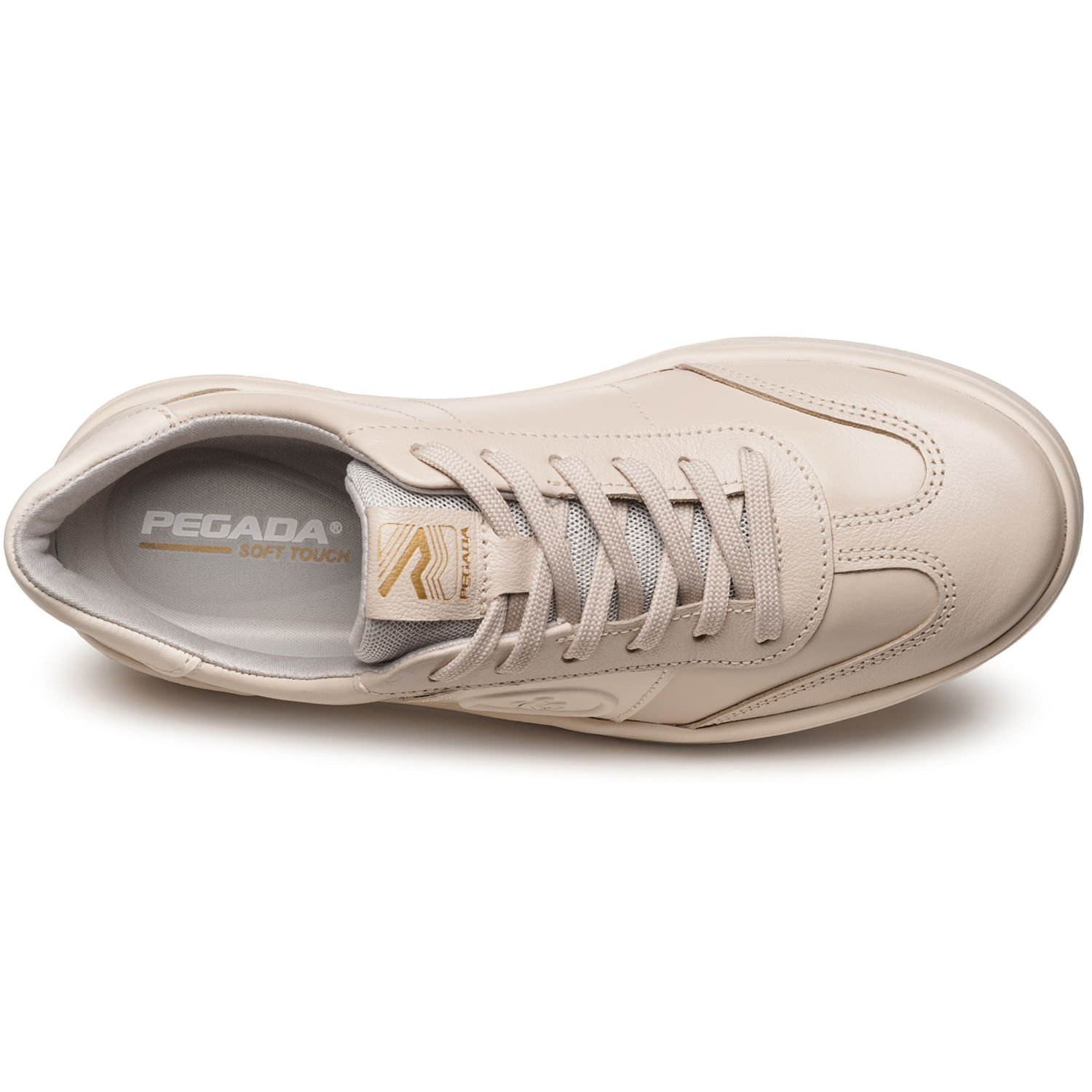 Tênis Casual Pegada Feminino em Couro Off White 210902-03 Bege 5