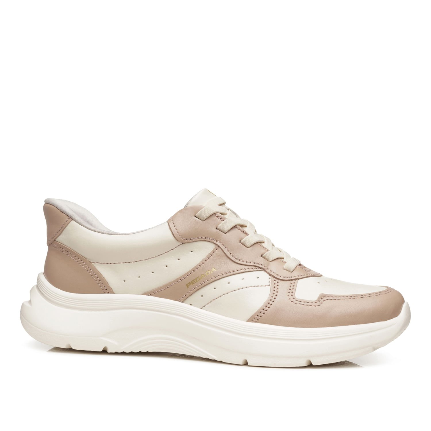 Tênis Casual Pegada Feminino em Couro Milk 211403-06