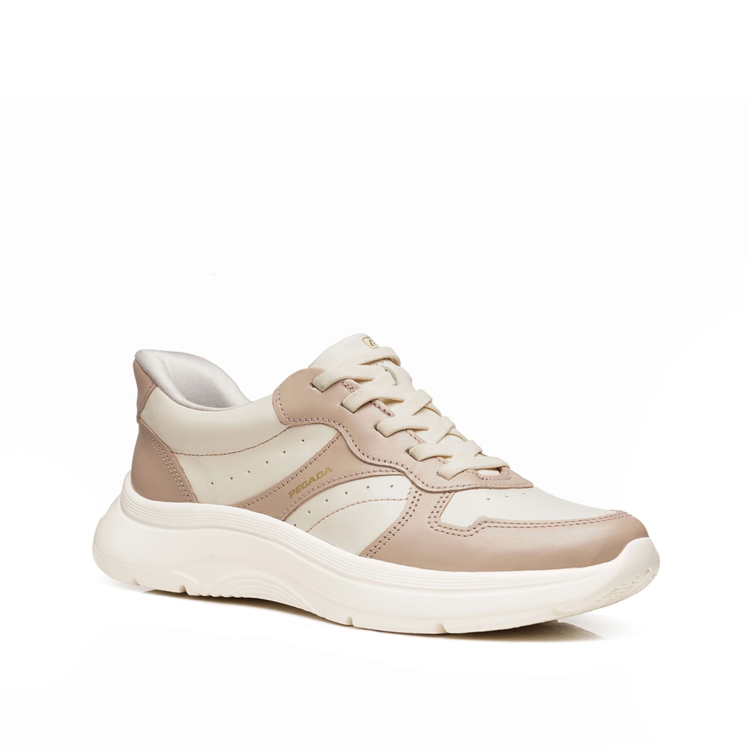 Tênis Casual Pegada Feminino em Couro Milk 211403-06 Bege 2