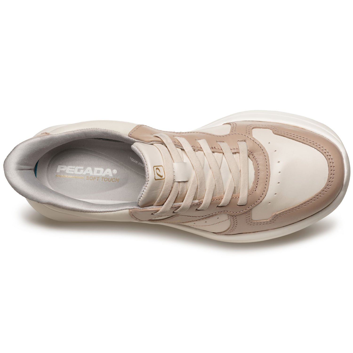 Tênis Casual Pegada Feminino em Couro Milk 211403-06 Bege 5