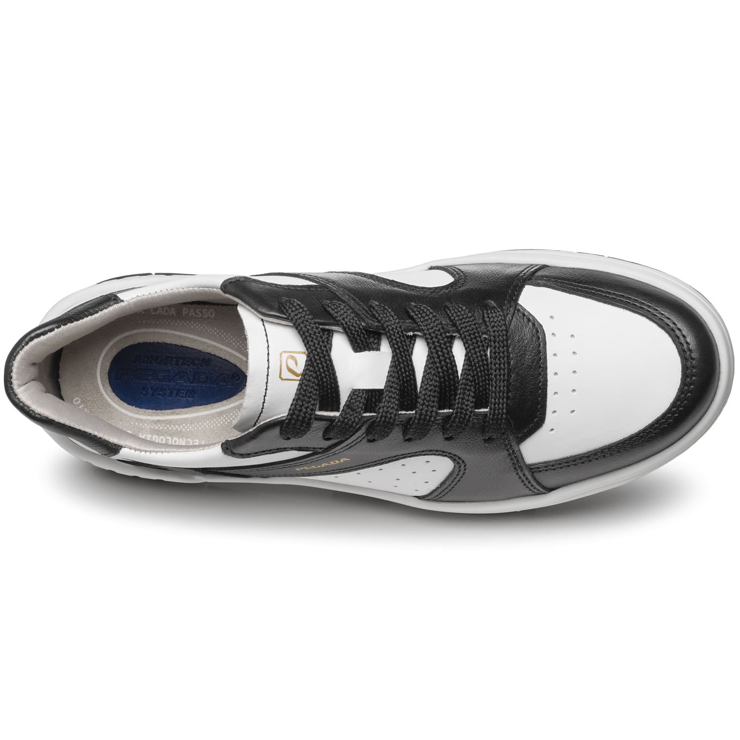 Tênis Pegada Feminino em Couro Branco 212610-04 Branco/Preto 7