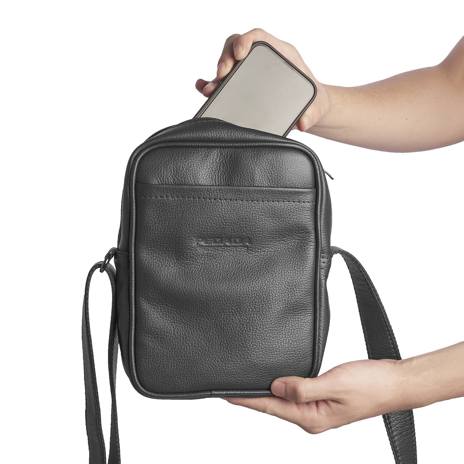 Bolsa Pegada em Couro Preto BO008766-01 Preto 5