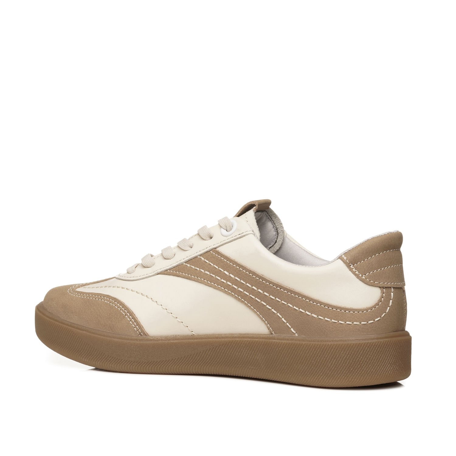Tênis Casual Pegada Feminino em Couro Milk 210802-10 Bege 3