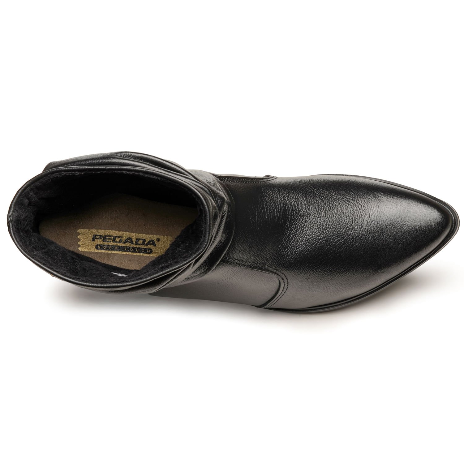 Bota Pegada Feminina em Couro Preto Cano Curto Slouch 282501-03 Preto 5