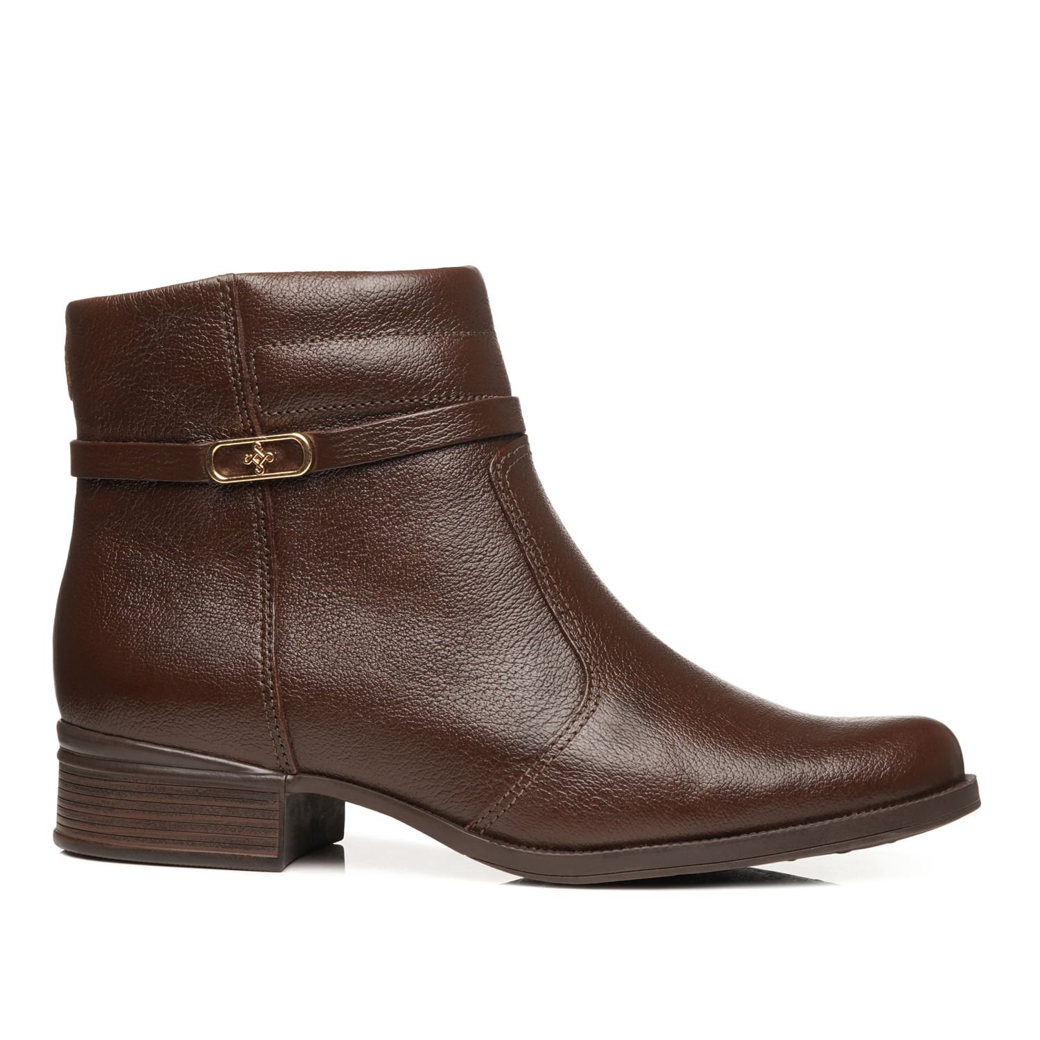 Bota Pegada Feminina em Couro Pinhão Cano Curto 282014-01