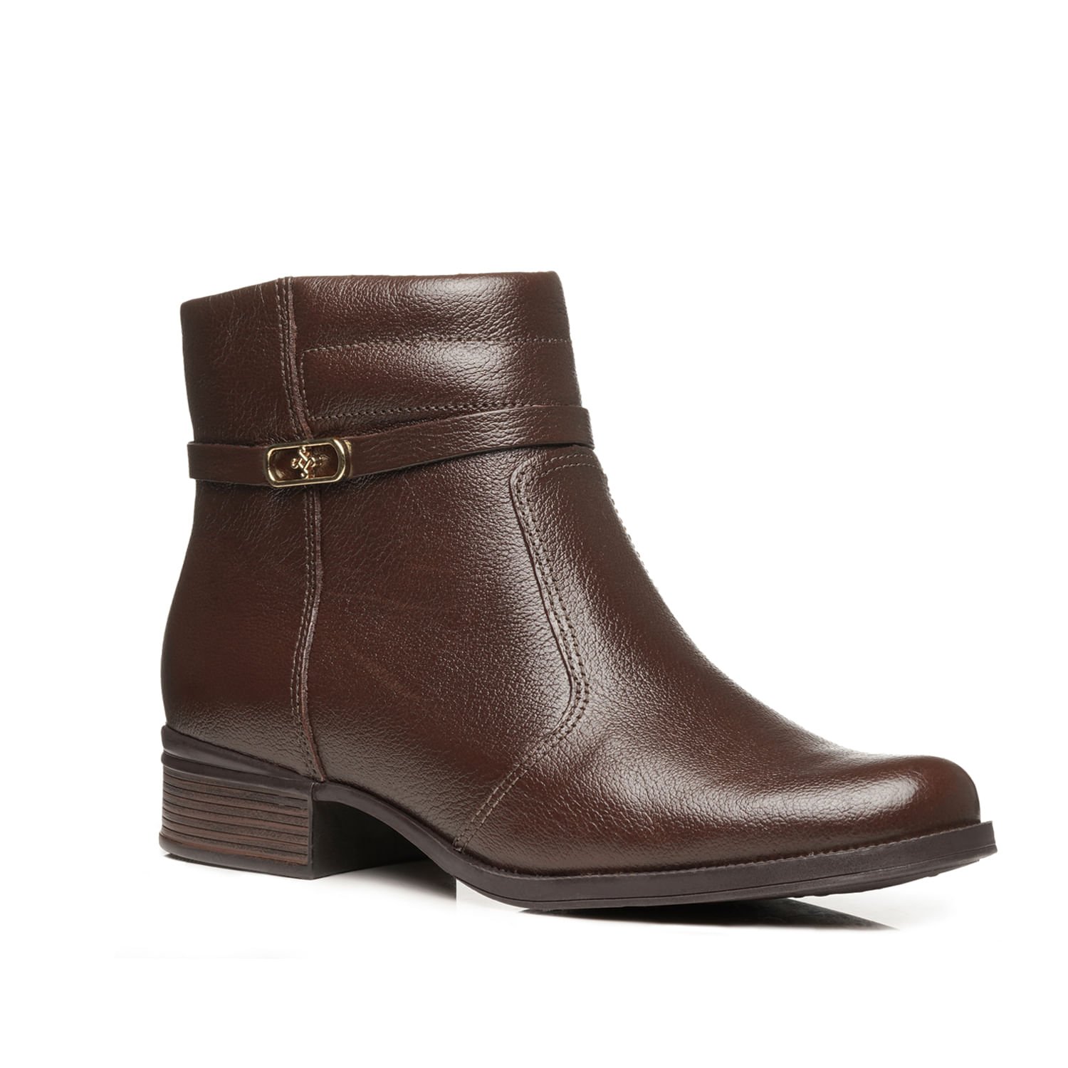Bota Pegada Feminina em Couro Pinhão Cano Curto 282014-01 Marrom 2