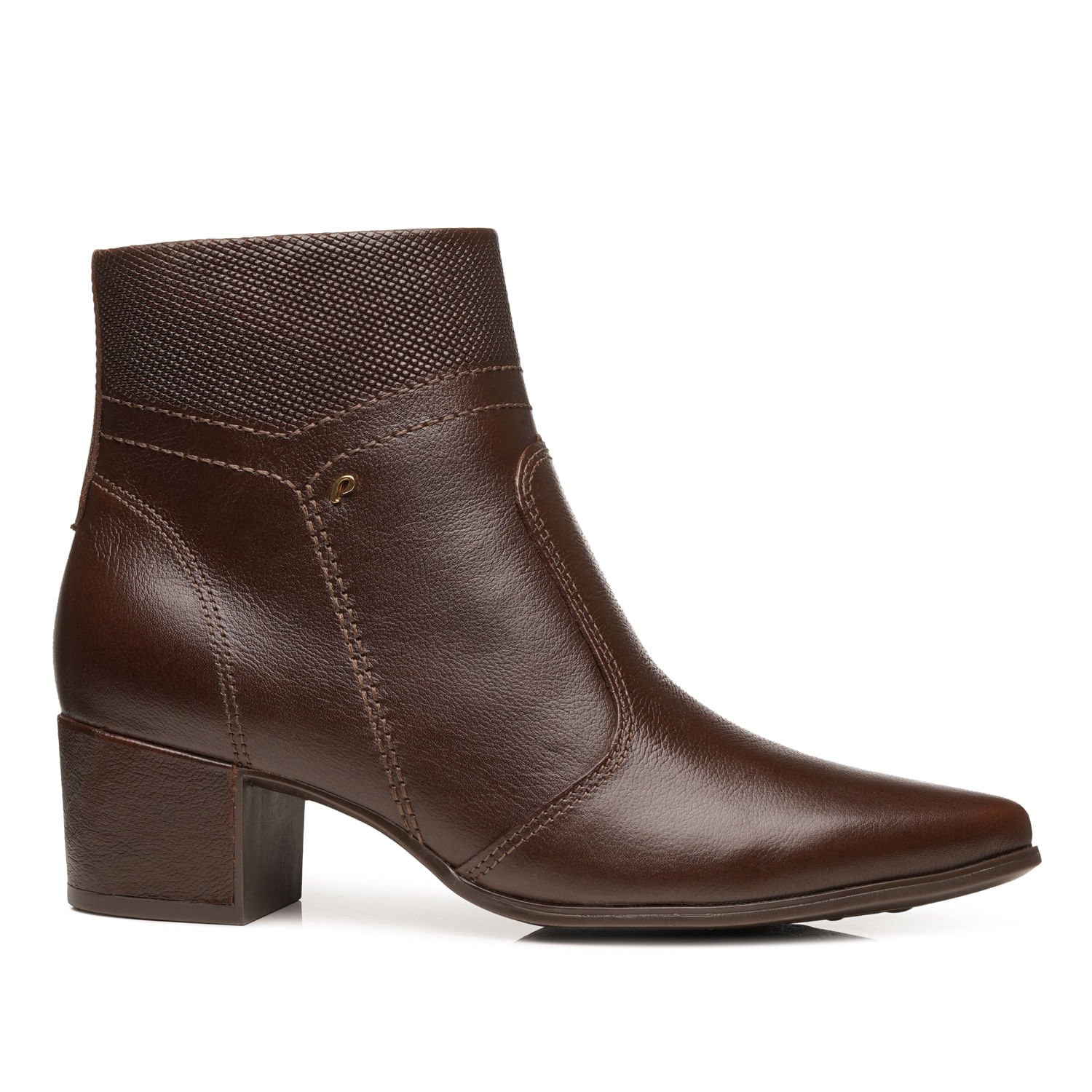 Bota Pegada Feminina em Couro Pinhão Cano Curto 280906-04