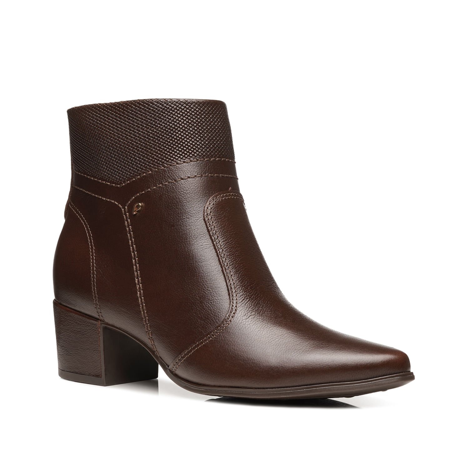 Bota Pegada Feminina em Couro Pinhão Cano Curto 280906-04 Marrom 2