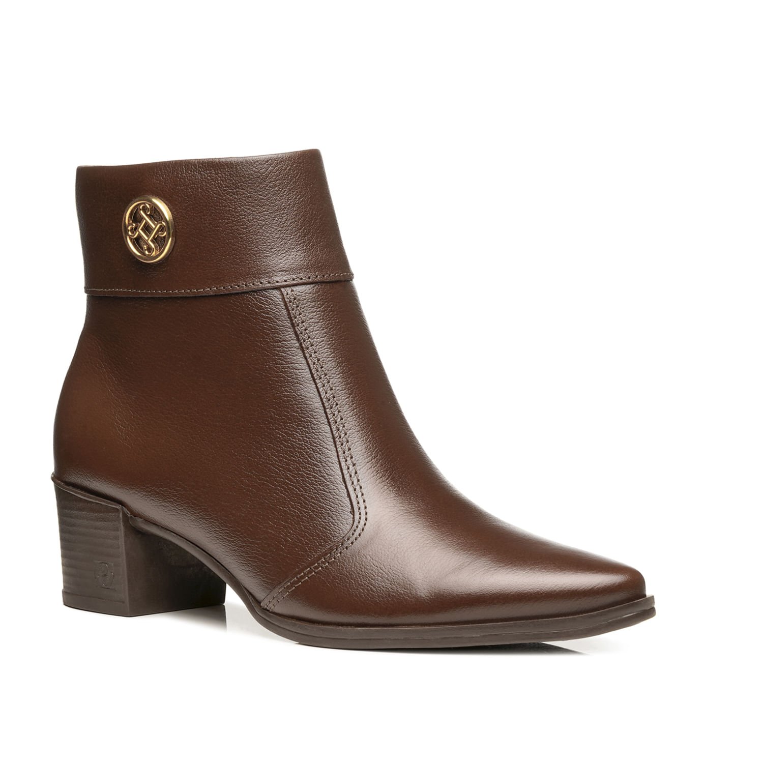 Bota Pegada Feminina em Couro Pinhão Cano Curto 280512-04 Marrom 2