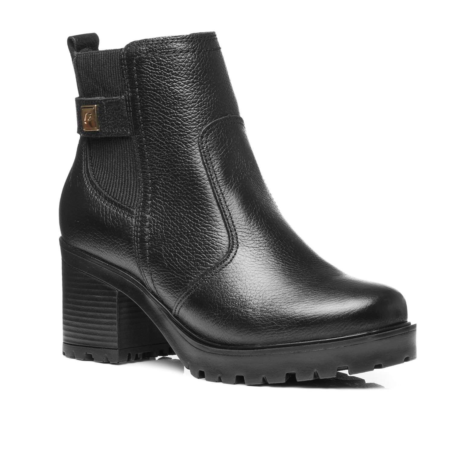 Bota Chelsea Pegada Feminina em Couro Preta Cano Curto 282603-02 Preto 2