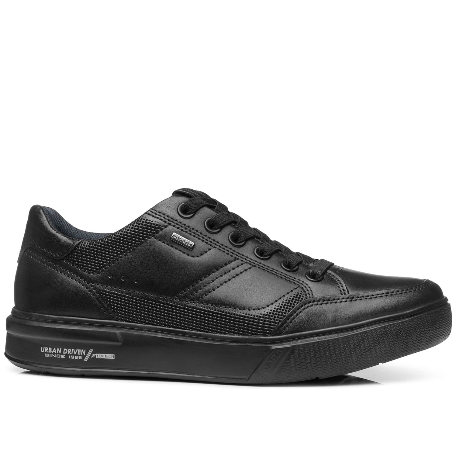 Tênis Casual Pegada Masculino em Couro Preto 111909-05