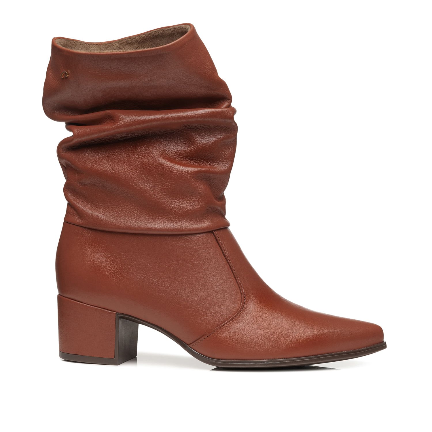 Bota Pegada Feminina em Couro Telha Cano Médio Slouch 280901-03