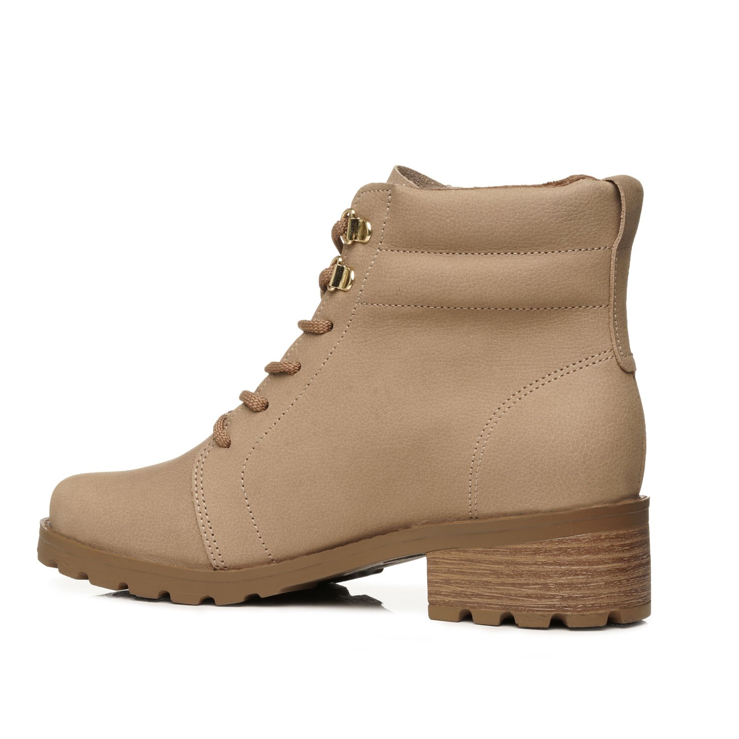Coturno Pegada Feminino em Couro Castor Cano Curto 281422-03 Bege 3