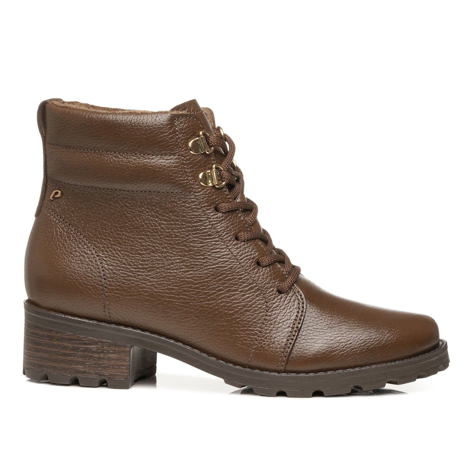 Coturno Pegada Feminino em Couro Toffe Cano Curto 281422-01