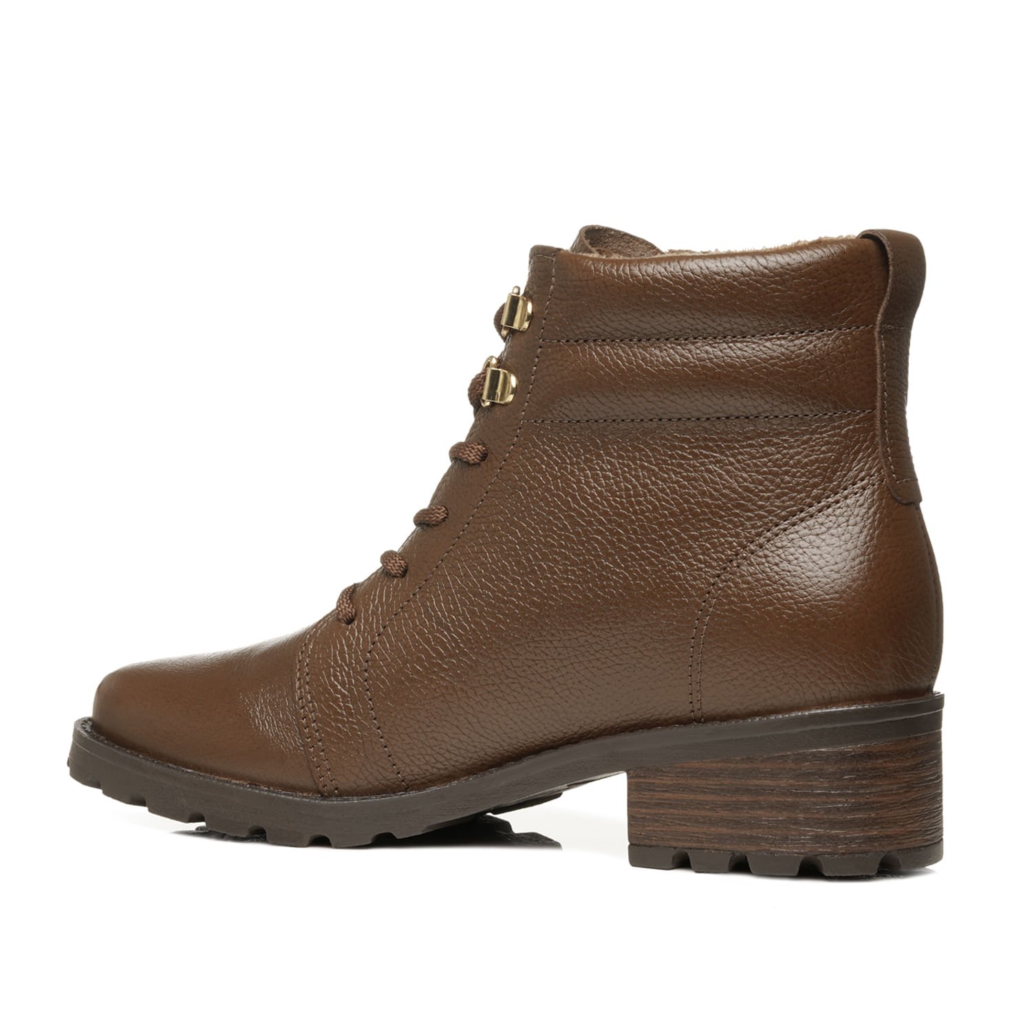 Coturno Pegada Feminino em Couro Toffe Cano Curto 281422-01 Marrom 3