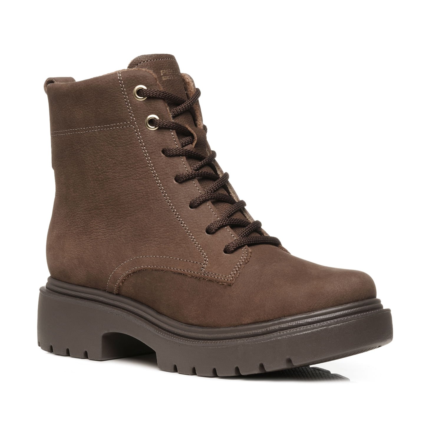 Coturno Pegada Feminino em Couro Castanho Cano Curto 282412-05 Marrom 2