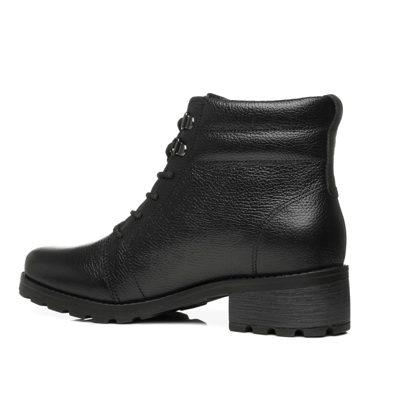 Coturno Pegada Feminino em Couro Preto Cano Curto 281422-02 Preto 3