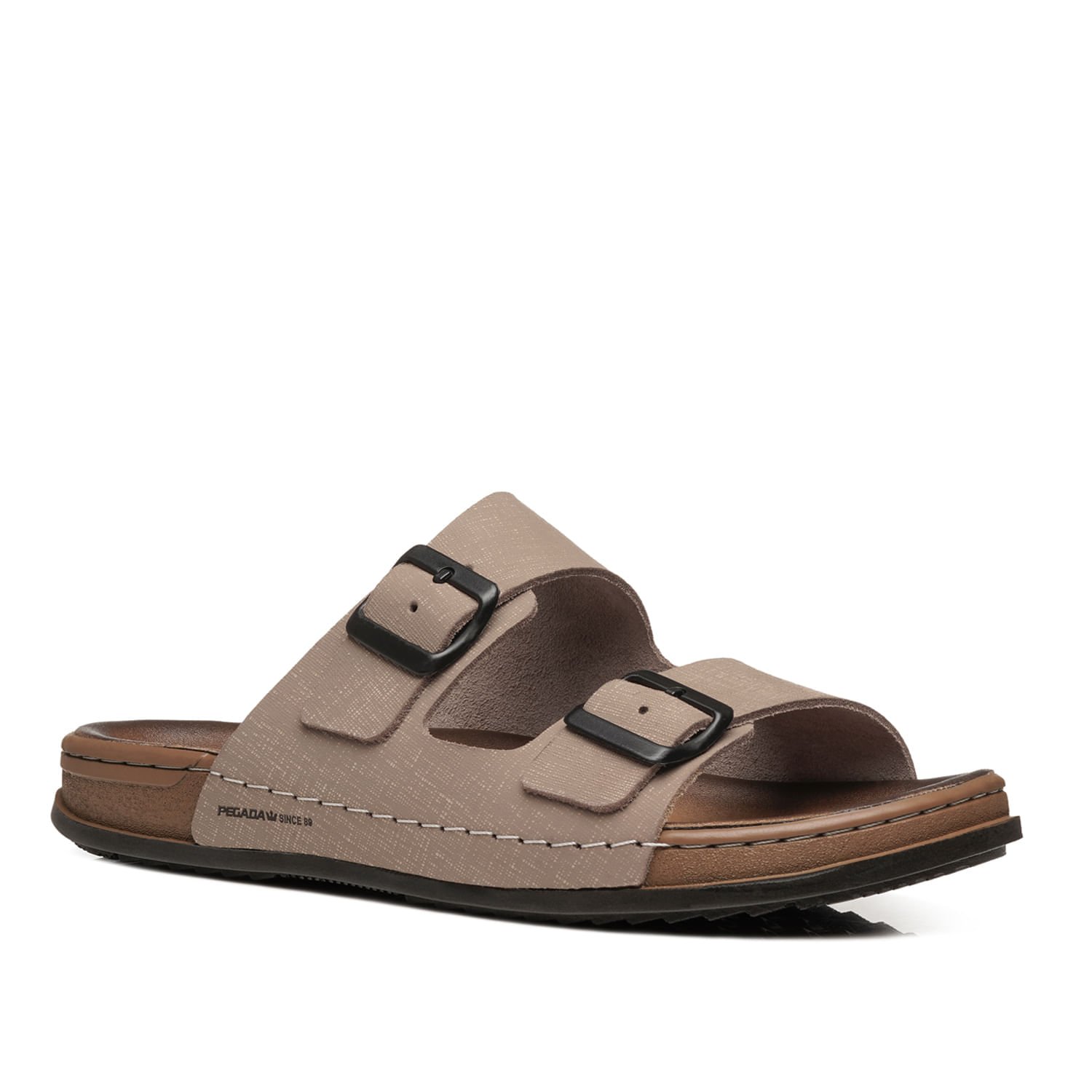 Chinelo Pegada Masculino em Couro Areia 134851-04 Bege 2
