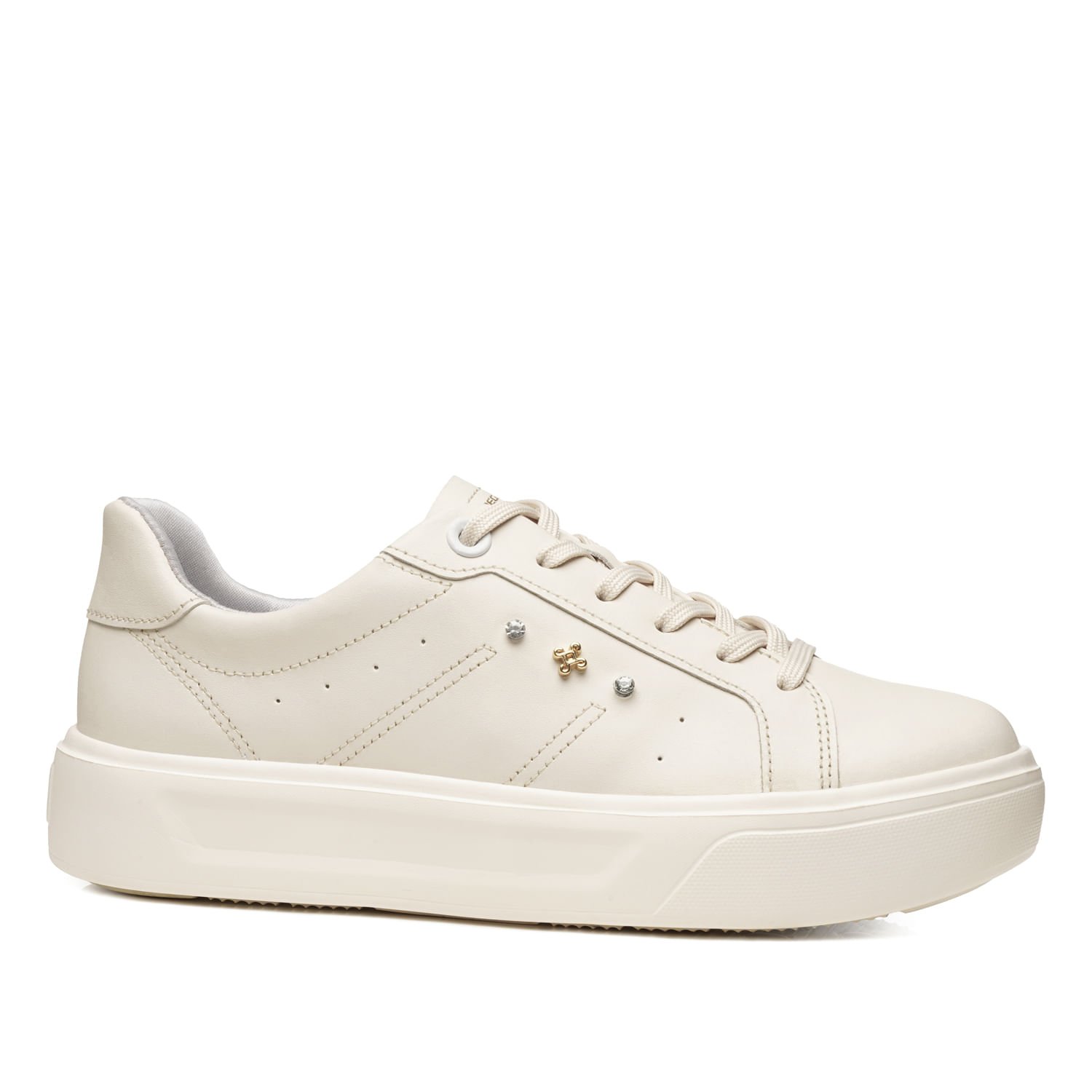 Tênis Pegada Feminino em Couro Milk 211226-02