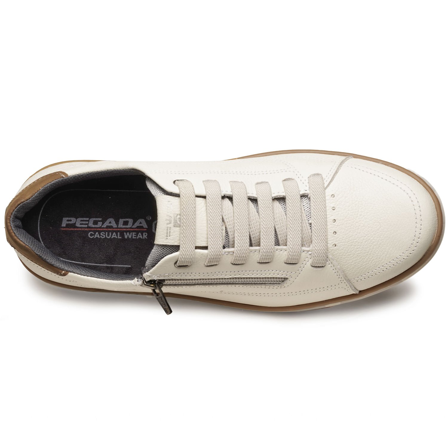 Sapatênis Pegada Masculino em Couro Milk 113502-04 Branco 5