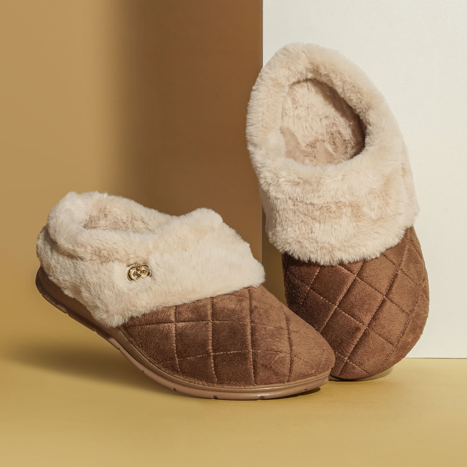Pantufa Pegada Feminino em Tecido Terra 266017-02 Marrom 2