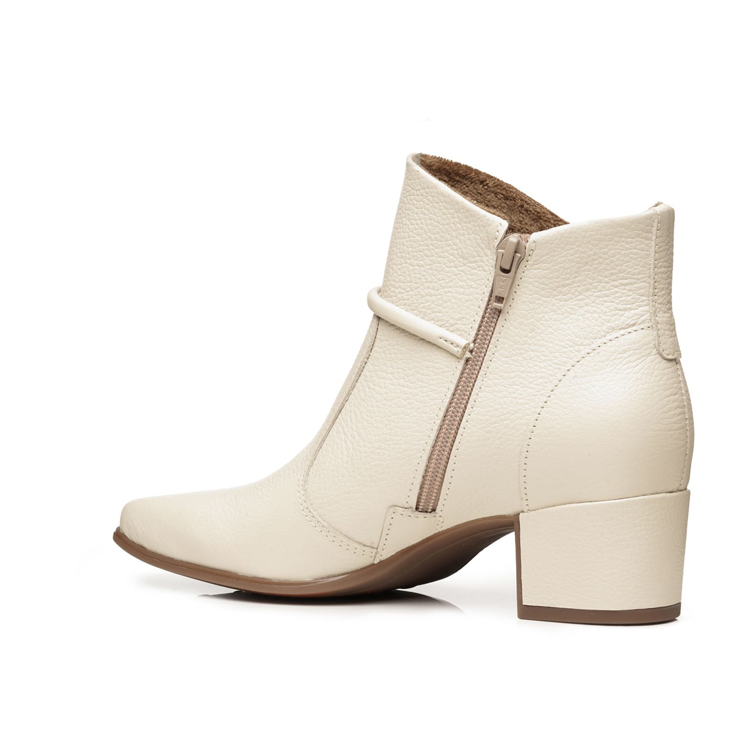 Bota Pegada Feminina em Couro Linho Cano Curto 280905-01 Branco 3