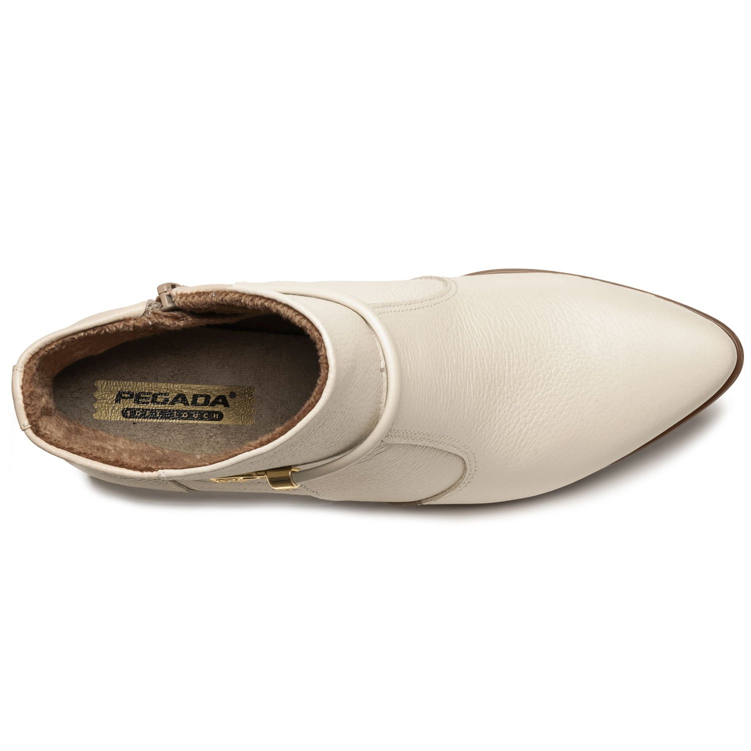 Bota Pegada Feminina em Couro Linho Cano Curto 280905-01 Branco 5