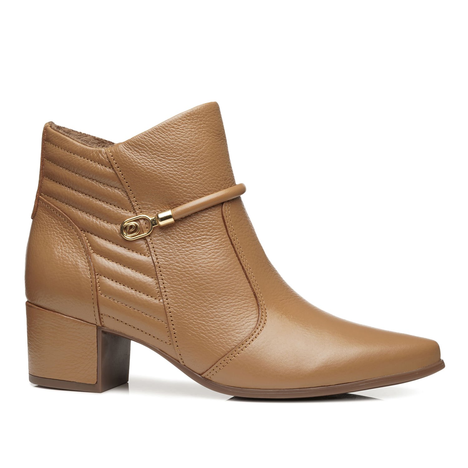 Bota Pegada Feminina em Couro Caramelo Cano Curto 280905-02