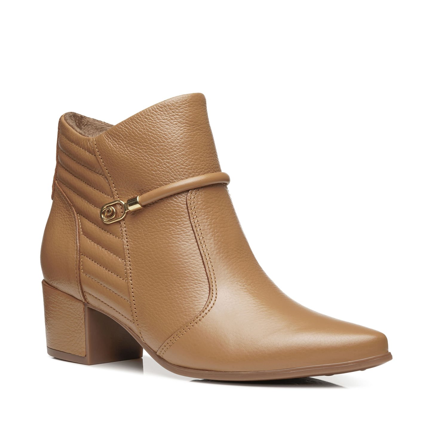 Bota Pegada Feminina em Couro Caramelo Cano Curto 280905-02 Bege 2