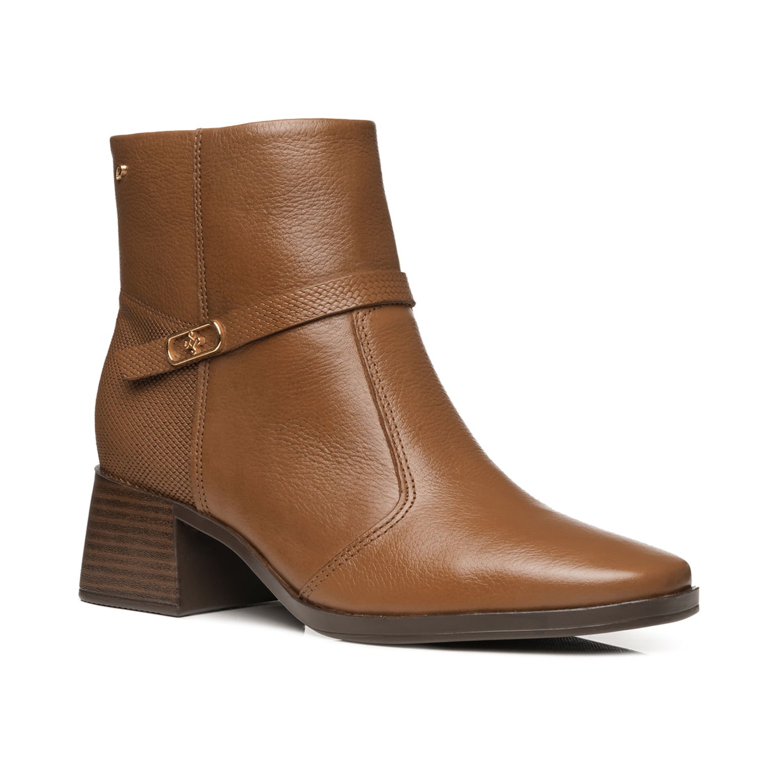 Bota Pegada Feminina em Couro Pinhão Cano Curto 282355-01 Marrom 2