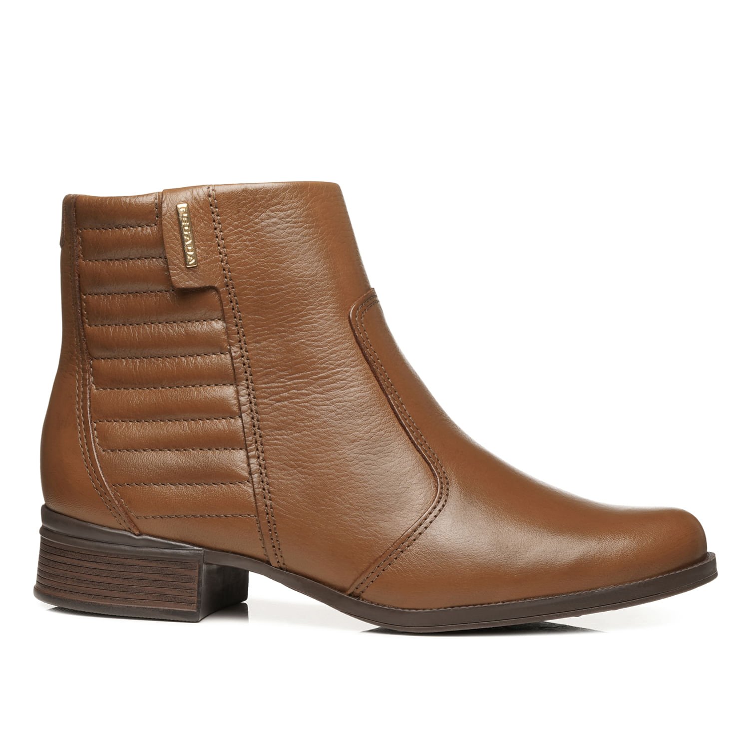Bota Pegada Feminina em Couro Pinhão Cano Curto 282008-07