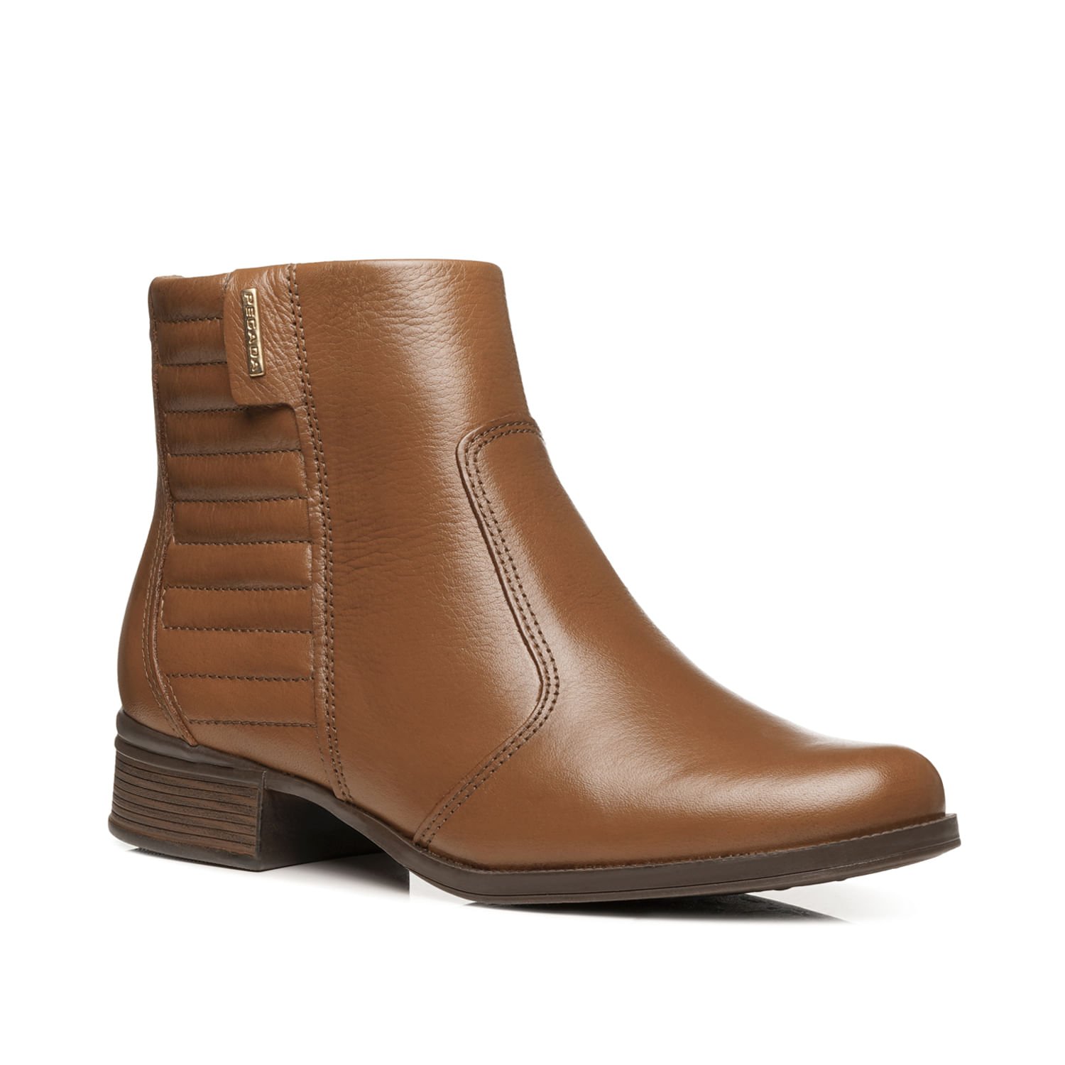 Bota Pegada Feminina em Couro Pinhão Cano Curto 282008-07 Marrom 2