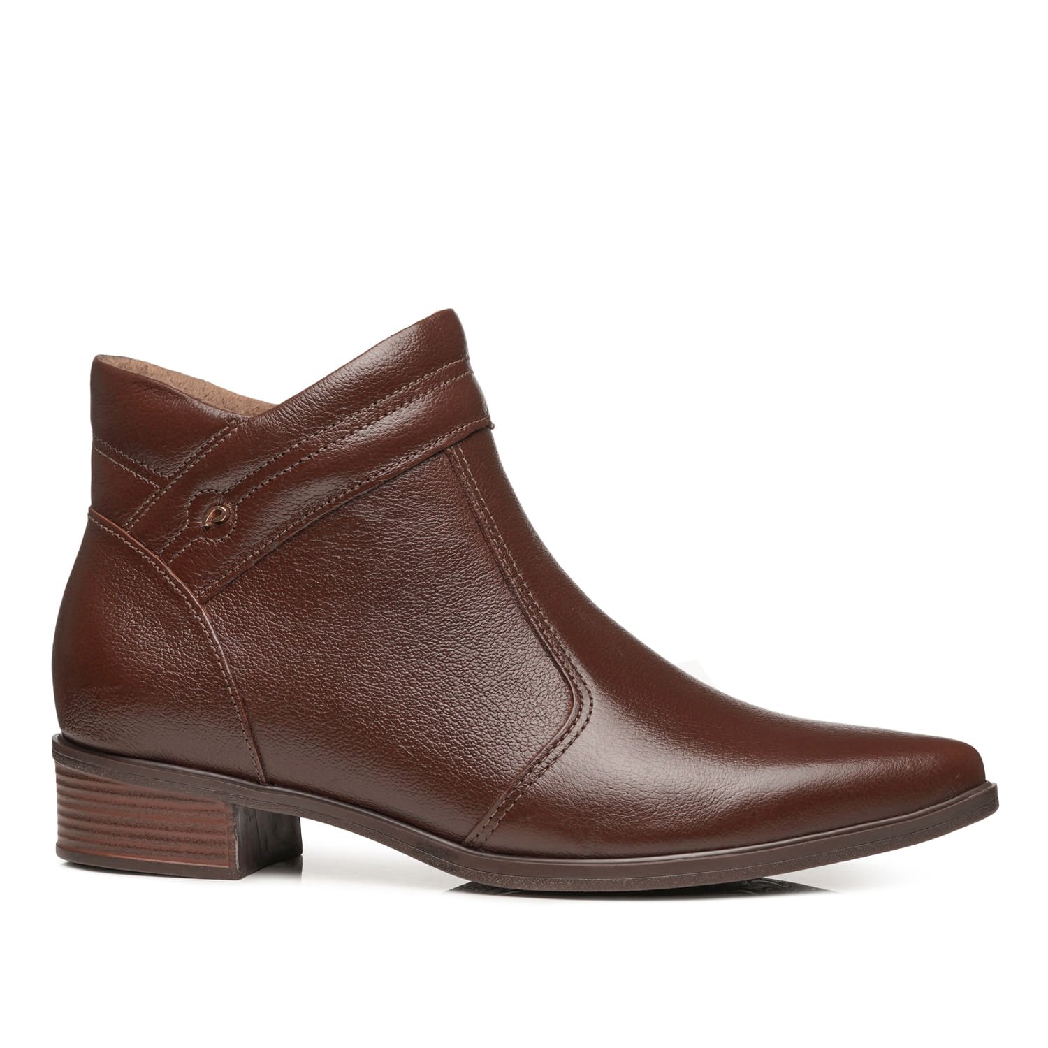 Bota Pegada Feminina em Couro Pinhão Cano Curto 282504-02